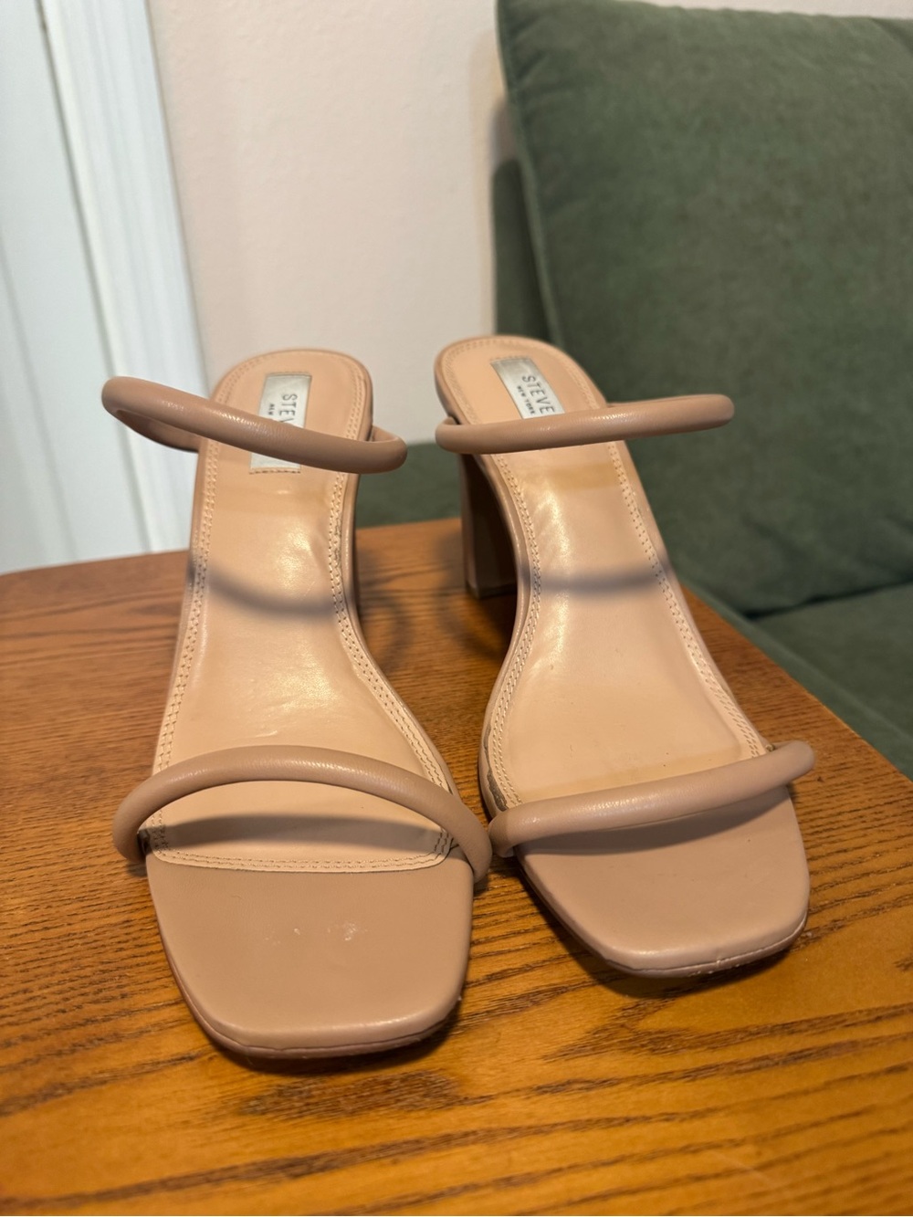 Steven By Steve Madden Nude Double-Strap Block Heel Sandals